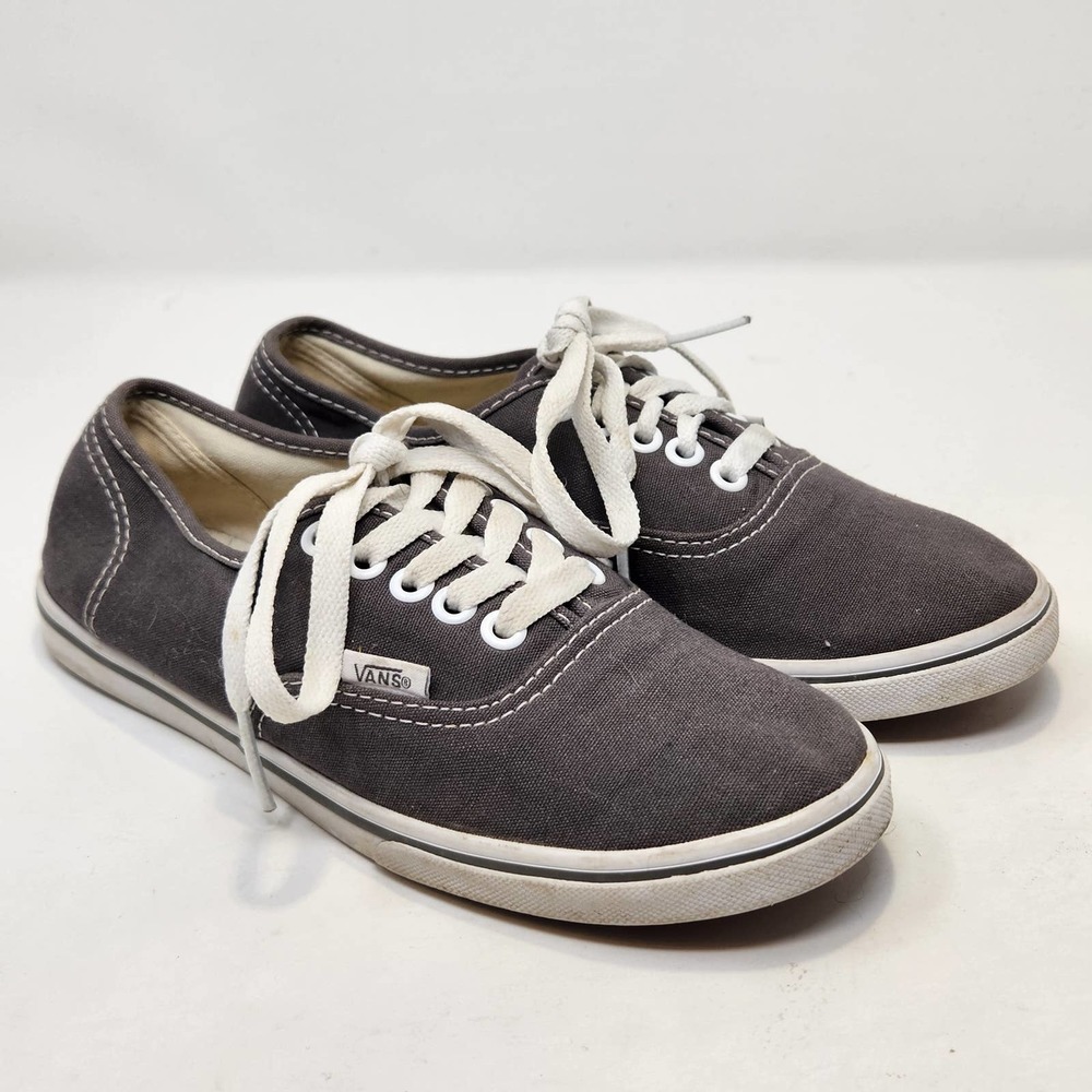 Vans Authentic Shoe Unisex Gray White Lace Up Skater Shoes Mens 5 Womens 6.5